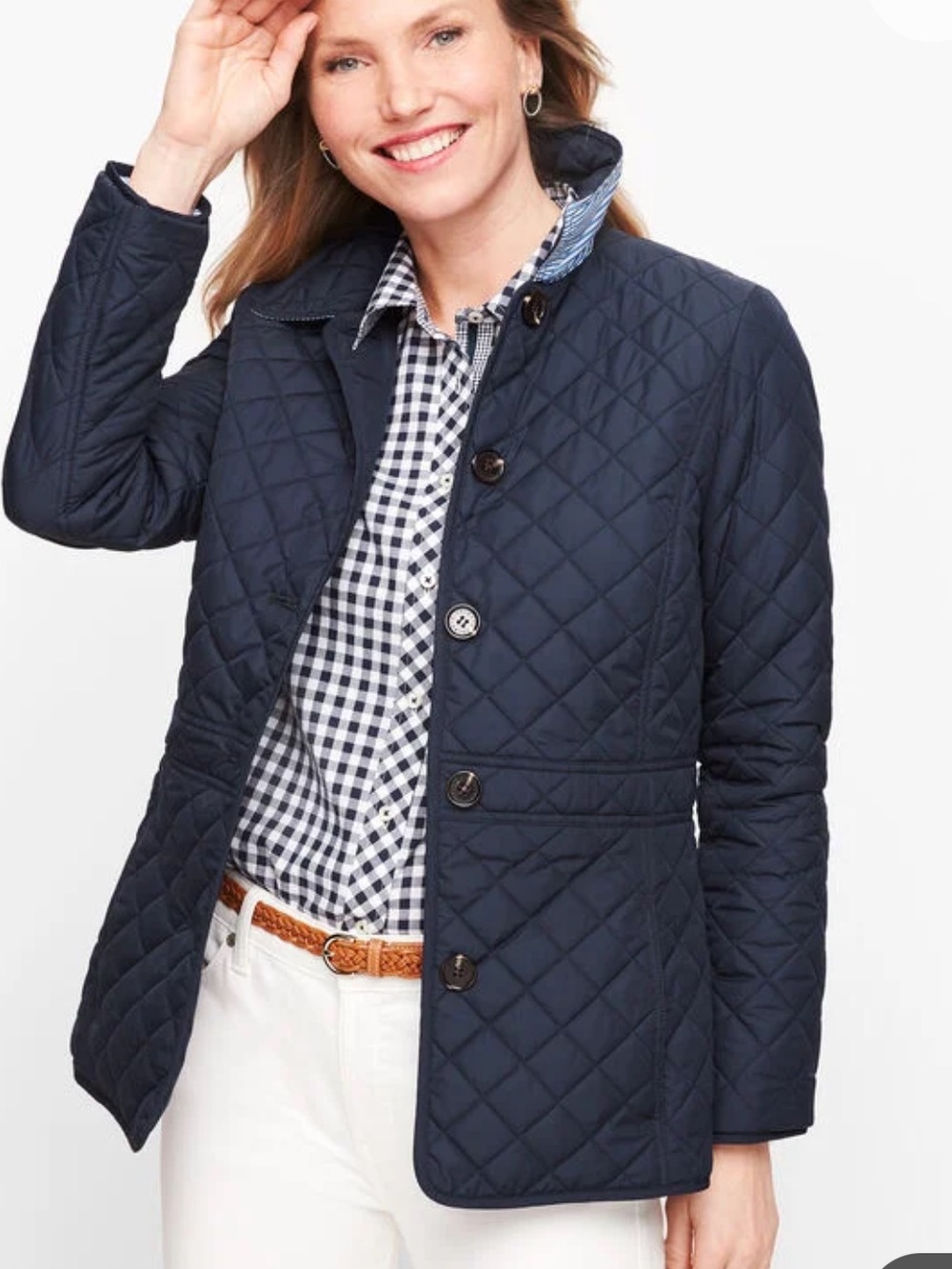 Talbots Sp Navy Blue Quilted Jacket Small Petite